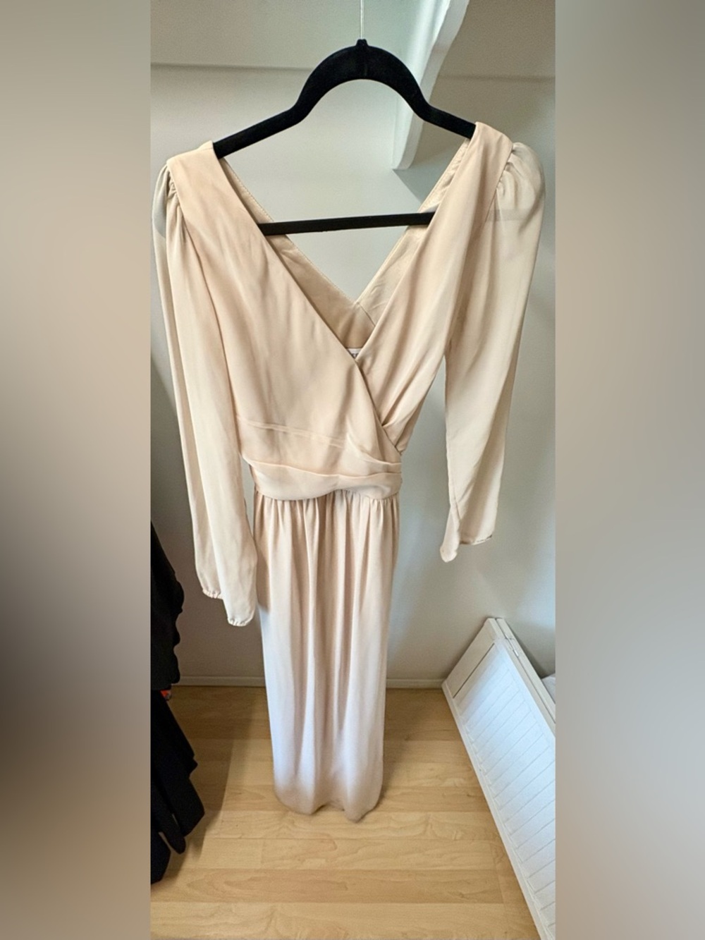 Ceremony by Joanna August Soft Cream Long Sleeve Wrap Maxi Dress